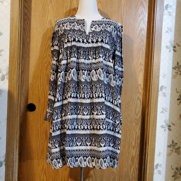 Thakoon Collective long sleeve paisley print mini shift dress rayon size 2 - Picture 2 of 10